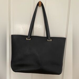 Lo and Sons Seville 15” black saffiano tote, well-used